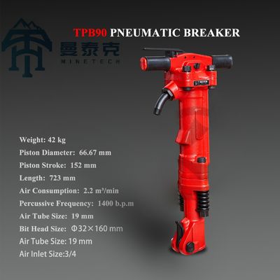 TPB90 Palu Jack Pneumatik dengan Diameter Piston 66.67mm, Langkah Piston 152mm, dan Berat 42kg untuk Pembongkaran Batu