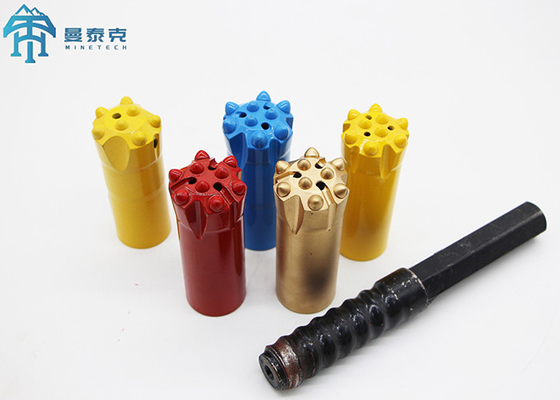 T38 64mm threaded tombol bit Dibuat Dengan High Strength Alloy Steel Dan Tungsten Carbide