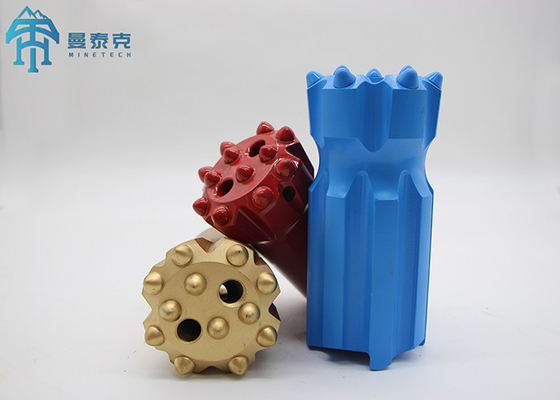 T38 64mm Retract Button Bit Hard Rock Drill Jenis Balistik Wajah Datar Berulir