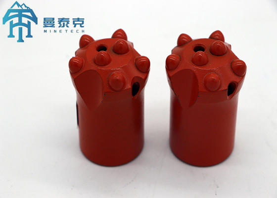 Merah 40mm Bor Tapered Button Bit Carbon Steel Hard Rock Mining